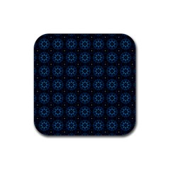 Blue Floral Pattern Geometric Pattern Rubber Coaster (square) by danenraven