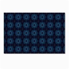 Blue Floral Pattern Geometric Pattern Postcards 5  X 7  (pkg Of 10) by danenraven