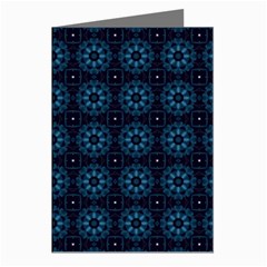 Blue Floral Pattern Geometric Pattern Greeting Cards (pkg Of 8)