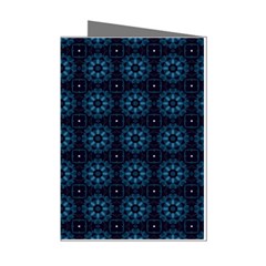 Blue Floral Pattern Geometric Pattern Mini Greeting Cards (pkg Of 8)