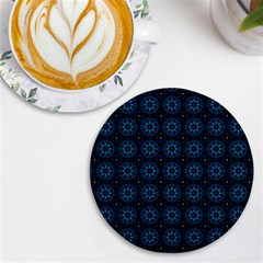 Blue Floral Pattern Geometric Pattern Uv Print Round Tile Coaster by danenraven