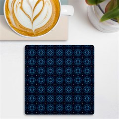 Blue Floral Pattern Geometric Pattern Uv Print Square Tile Coaster  by danenraven