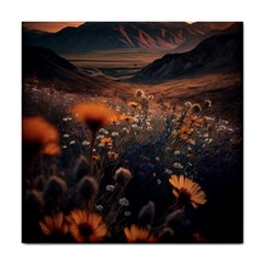 Mountains Flowers Flora Botany Nature Tile Coaster by danenraven