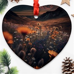 Mountains Flowers Flora Botany Nature Ornament (heart)