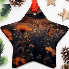 Mountains Flowers Flora Botany Nature Ornament (star)