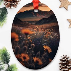 Mountains Flowers Flora Botany Nature Oval Ornament (two Sides)