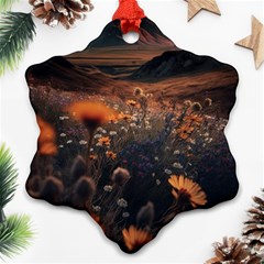 Mountains Flowers Flora Botany Nature Ornament (snowflake)