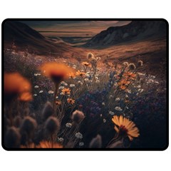 Mountains Flowers Flora Botany Nature Two Sides Fleece Blanket (medium) by danenraven