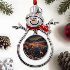 Mountains Flowers Flora Botany Nature Metal Snowman Ornament