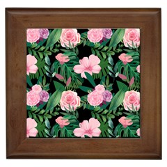 Flower Roses Pattern Floral Nature Framed Tile by danenraven