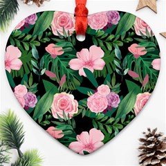 Flower Roses Pattern Floral Nature Ornament (heart) by danenraven