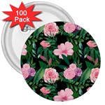 Flower Roses Pattern Floral Nature 3  Buttons (100 pack)  Front