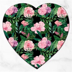 Flower Roses Pattern Floral Nature Jigsaw Puzzle (heart) by danenraven