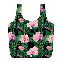 Flower Roses Pattern Floral Nature Full Print Recycle Bag (l) by danenraven