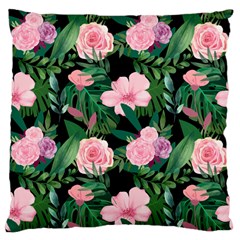 Flower Roses Pattern Floral Nature Large Premium Plush Fleece Cushion Case (one Side) by danenraven