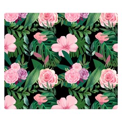 Flower Roses Pattern Floral Nature Two Sides Premium Plush Fleece Blanket (small) by danenraven