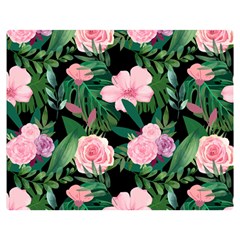 Flower Roses Pattern Floral Nature Two Sides Premium Plush Fleece Blanket (medium) by danenraven