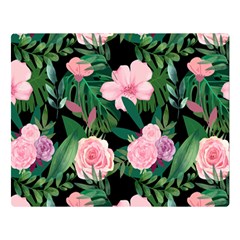 Flower Roses Pattern Floral Nature Two Sides Premium Plush Fleece Blanket (large) by danenraven