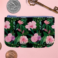 Flower Roses Pattern Floral Nature Large Coin Purse by danenraven