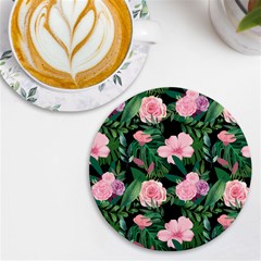 Flower Roses Pattern Floral Nature Uv Print Round Tile Coaster by danenraven