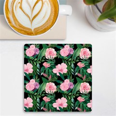 Flower Roses Pattern Floral Nature Uv Print Square Tile Coaster  by danenraven