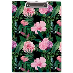 Flower Roses Pattern Floral Nature A4 Acrylic Clipboard by danenraven