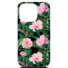 Flower Roses Pattern Floral Nature Iphone 14 Pro Black Uv Print Case by danenraven