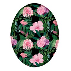 Flower Roses Pattern Floral Nature Oval Glass Fridge Magnet (4 Pack) by danenraven