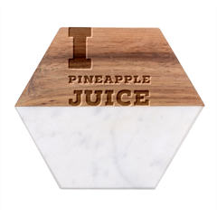 I Love Pineapple Juice Marble Wood Coaster (hexagon)  by ilovewhateva