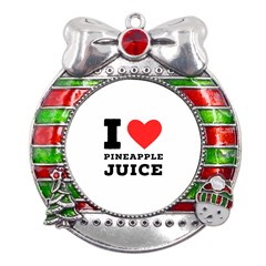 I Love Pineapple Juice Metal X mas Ribbon With Red Crystal Round Ornament by ilovewhateva