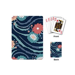 Waves Flowers Pattern Water Floral Minimalist Playing Cards Single Design (mini)