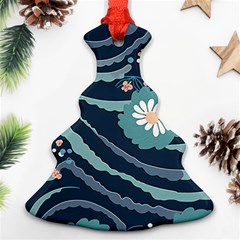 Waves Flowers Pattern Water Floral Minimalist Ornament (christmas Tree) 