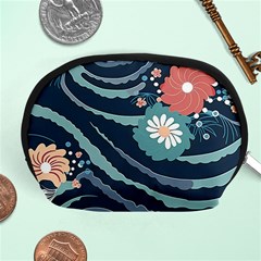 Waves Flowers Pattern Water Floral Minimalist Accessory Pouch (medium) by danenraven