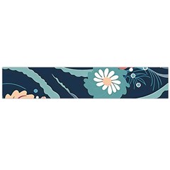 Waves Flowers Pattern Water Floral Minimalist Large Premium Plush Fleece Scarf 