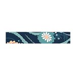 Waves Flowers Pattern Water Floral Minimalist Premium Plush Fleece Scarf (Mini) Front