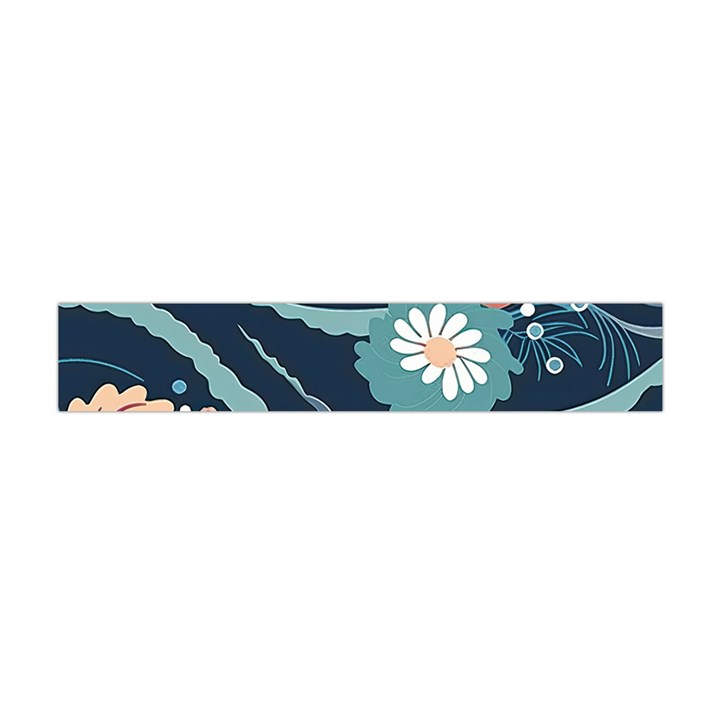 Waves Flowers Pattern Water Floral Minimalist Premium Plush Fleece Scarf (Mini)