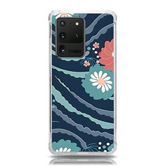 Waves Flowers Pattern Water Floral Minimalist Samsung Galaxy S20 Ultra 6.9 Inch TPU UV Case