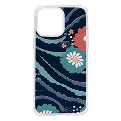 Waves Flowers Pattern Water Floral Minimalist Iphone 14 Pro Max Tpu Uv Print Case by danenraven