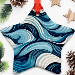 Pattern Ocean Waves Arctic Ocean Blue Nature Sea Ornament (star)