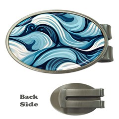 Pattern Ocean Waves Arctic Ocean Blue Nature Sea Money Clips (oval)  by danenraven