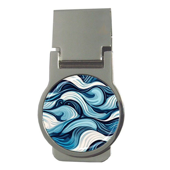 Pattern Ocean Waves Arctic Ocean Blue Nature Sea Money Clips (Round) 