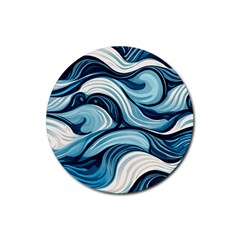 Pattern Ocean Waves Arctic Ocean Blue Nature Sea Rubber Round Coaster (4 Pack) by danenraven