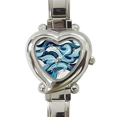 Pattern Ocean Waves Arctic Ocean Blue Nature Sea Heart Italian Charm Watch by danenraven