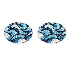 Pattern Ocean Waves Arctic Ocean Blue Nature Sea Cufflinks (oval) by danenraven