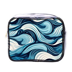 Pattern Ocean Waves Arctic Ocean Blue Nature Sea Mini Toiletries Bag (one Side) by danenraven