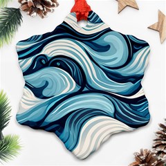 Pattern Ocean Waves Arctic Ocean Blue Nature Sea Ornament (snowflake)