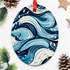 Pattern Ocean Waves Arctic Ocean Blue Nature Sea Oval Filigree Ornament (two Sides)