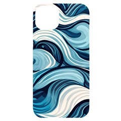 Pattern Ocean Waves Arctic Ocean Blue Nature Sea Iphone 14 Plus Black Uv Print Case by danenraven