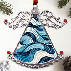 Pattern Ocean Waves Arctic Ocean Blue Nature Sea Metal Angel With Crystal Ornament