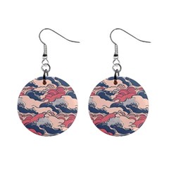 Waves Ocean Sea Water Pattern Rough Seas Mini Button Earrings by danenraven